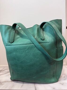 Susan Joy Taylor Oversized Turquoise Vegan Leather Tote Bag